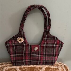 Plaid Pink and Gray Women's Bag